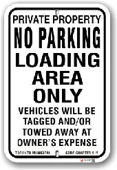 1nplz4 no parking loading area only sign with toronto municipal code chapter 915 by all signs co