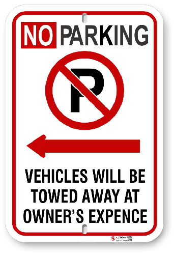 2NPLA01 No Parking Sign with Red Circle P and Left Arow 2NPLA01 No Parking Sign with Red Circle P and Left Arow