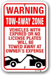 2ta004 warning tow away zone parking sign by all signs 